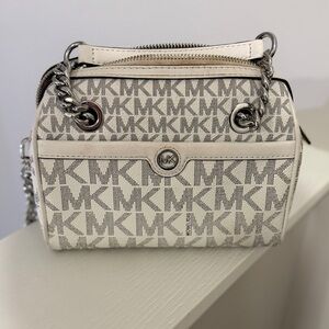 Michael Kors white and silver Crossbody Bag